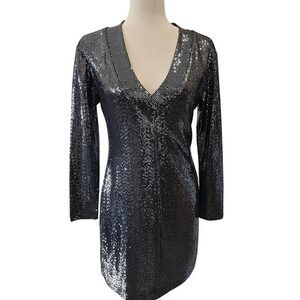 Y2K Xtraordinary Sequin Dress V Neck Party Cocktail Mini Junior M (S) Dress